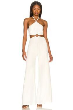 Rumer Kenya Jumpsuit Wide Leg Halter O-Ring Evening Beachy Coastal Summer XS